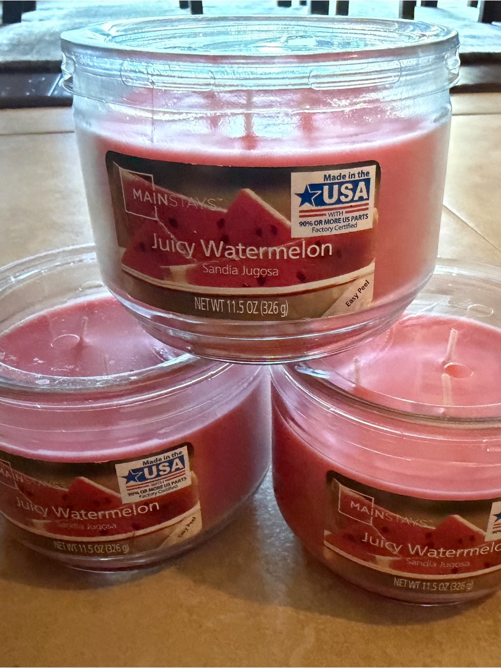 Mainstays Juicy Watermelon Scented Jar Candle - Pink